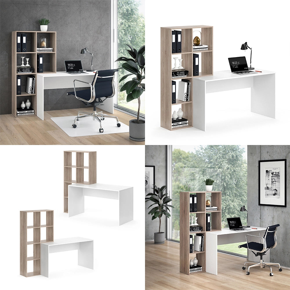 Vicco Scrivania con ripiani Bianco/Sonoma 166.8 x 59 cm