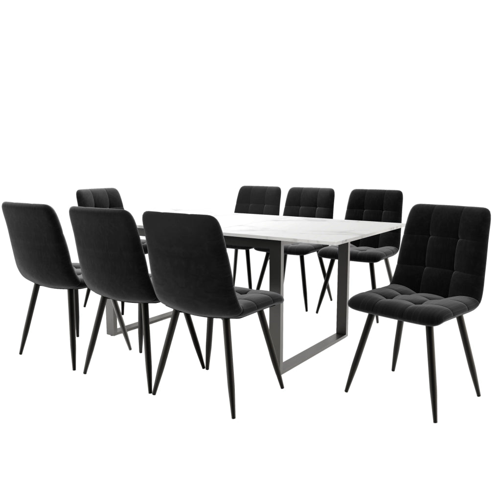 Set tavolo da pranzo allungabile con sedie imbottite
