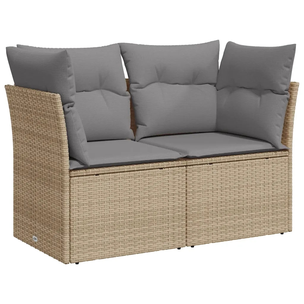 Divano da Giardino con Cuscini a 2 Posti-Sofa da giardino Beige in Polyrattan 169611