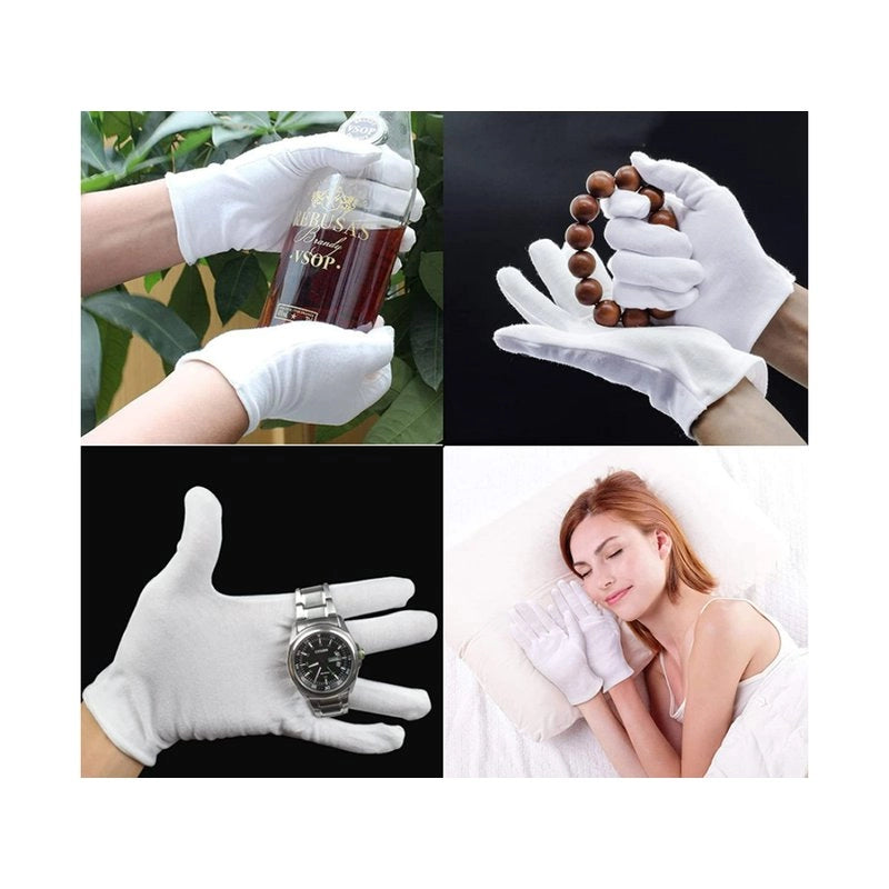 12 Paia Guanti Cotone Bianco Taglia S 7