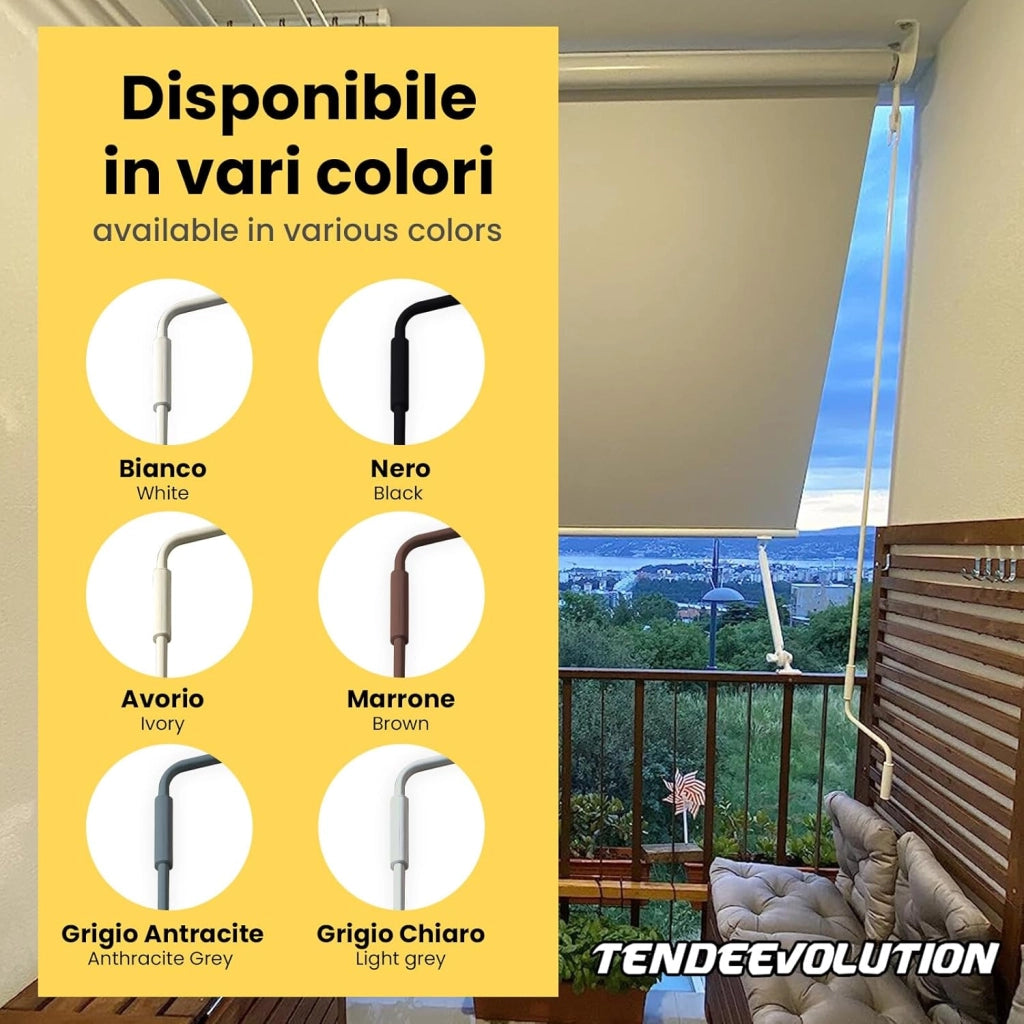 Asta Di Manovra Per Tenda Da Sole Varie Misure, Bastone Universale Per Tende (ANTRACITE 2,5 METRI)