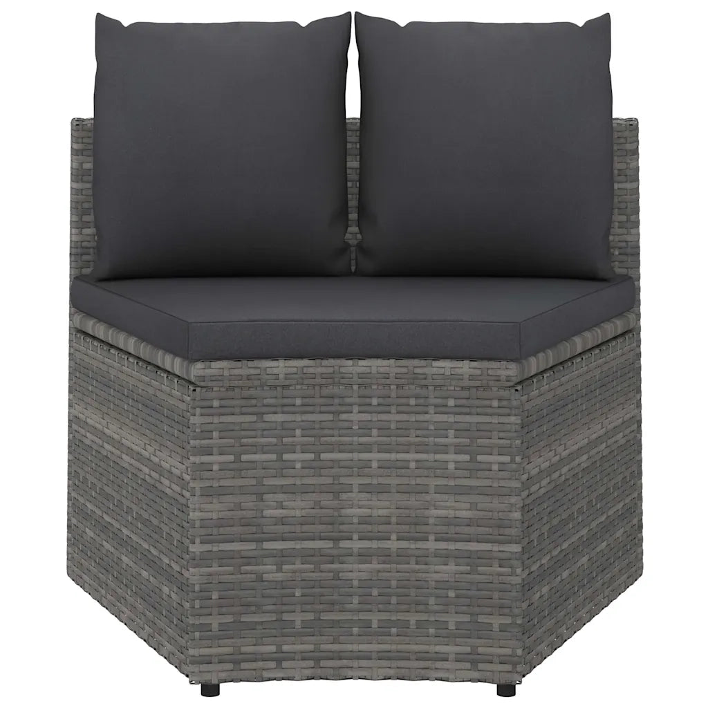 Set Divani da Giardino 5 pz con Cuscini in Polyrattan Grigio 3064907