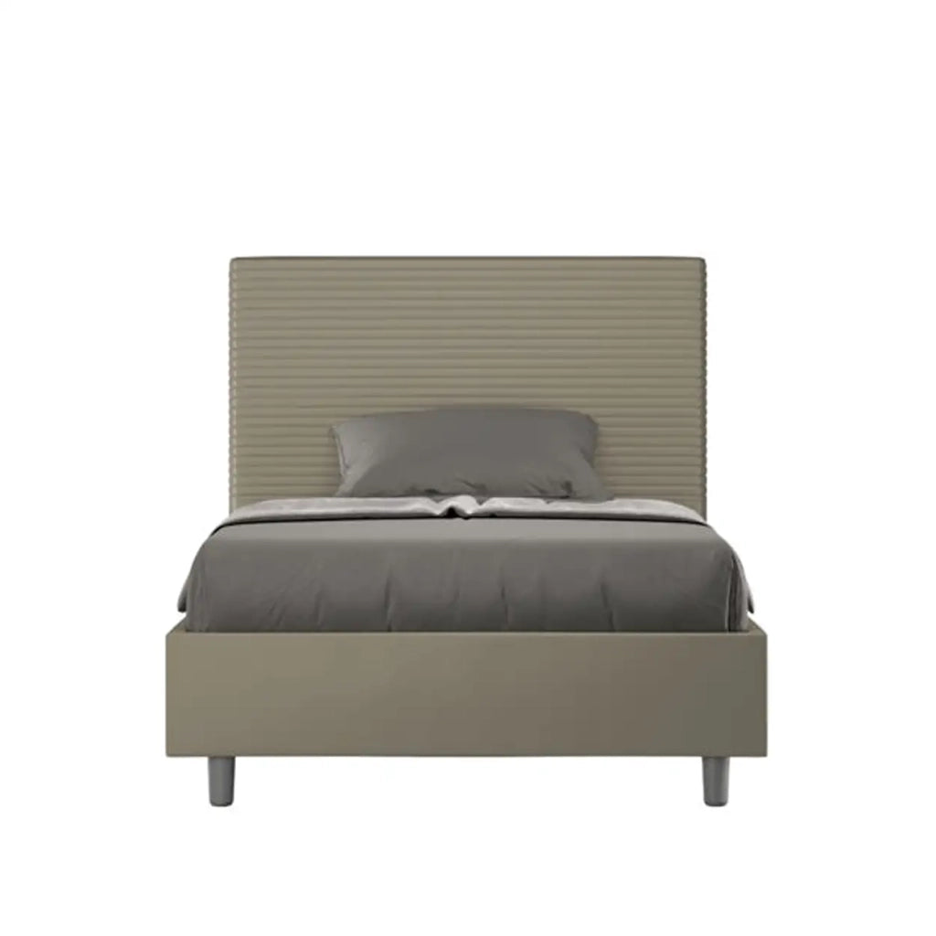 Letto una piazza e mezza senza rete imbottito 120x190 similpelle cappuccino Focus
