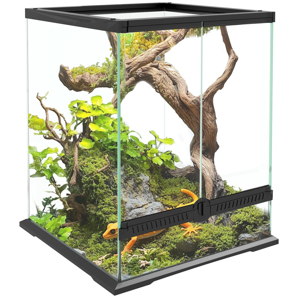 Terrario in Vetro Chiudibile con Gestione Cavi ¨C Xylo ¨C 45x45x60cm Nero