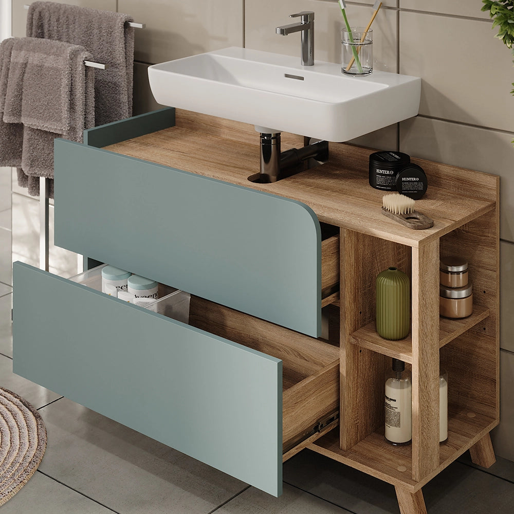 Vicco Set di mobili da bagno Sonoma/blu 2 parti