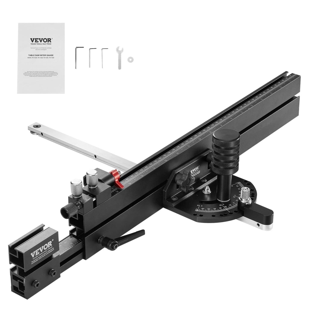 TN-1122D Calibro per Troncatrice da Banco in Lega di Alluminio con 15 Fermi Angolari Regolabile a ±70° per Banco Sega e Fai da Te