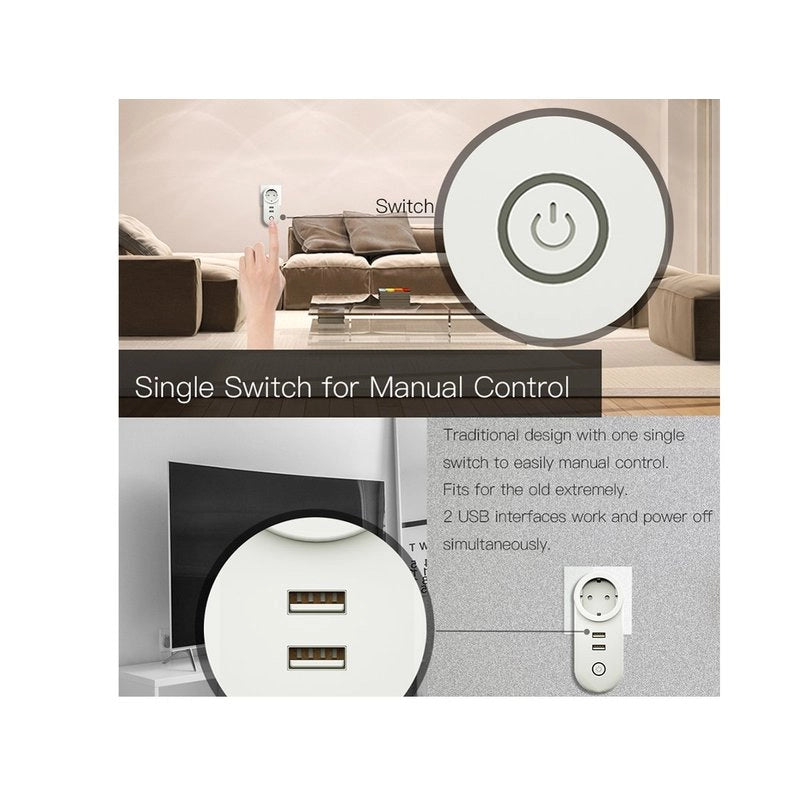 ZigBee 3.0 Smart Socket Presa Schuko ZigBee Con 2 Porte USB 16A 220V Compatibile Con Alexa Google Philips Hue Samsung Smartthings