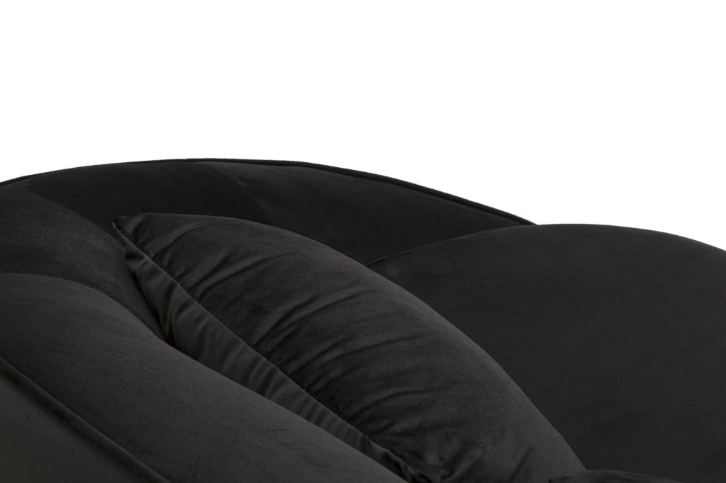 Divano 3 Posti Oslo con Cuscini Nero 185x84x68 cm in Eucalipto e Spugna e Poliestere e Metallo