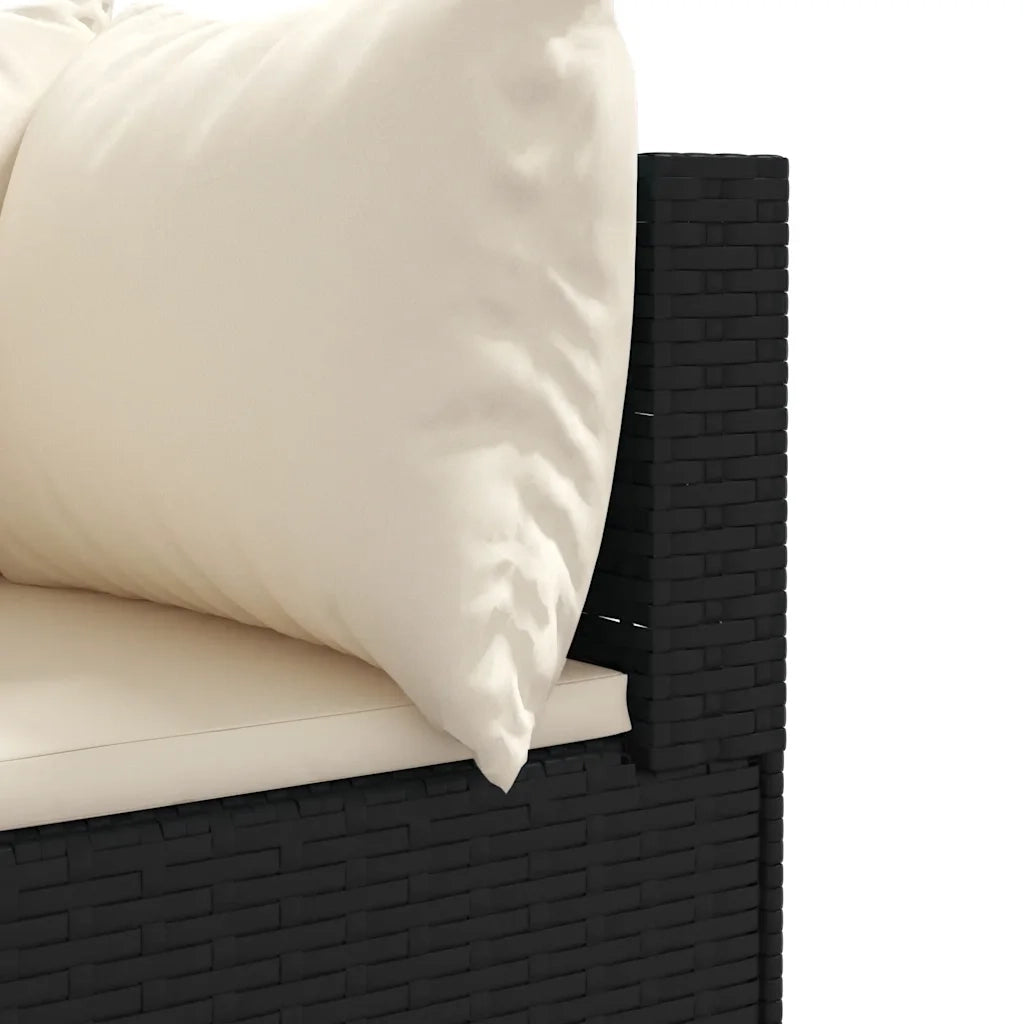 Set Salotto da Giardino con Cuscini 7pz Nero Polyrattan