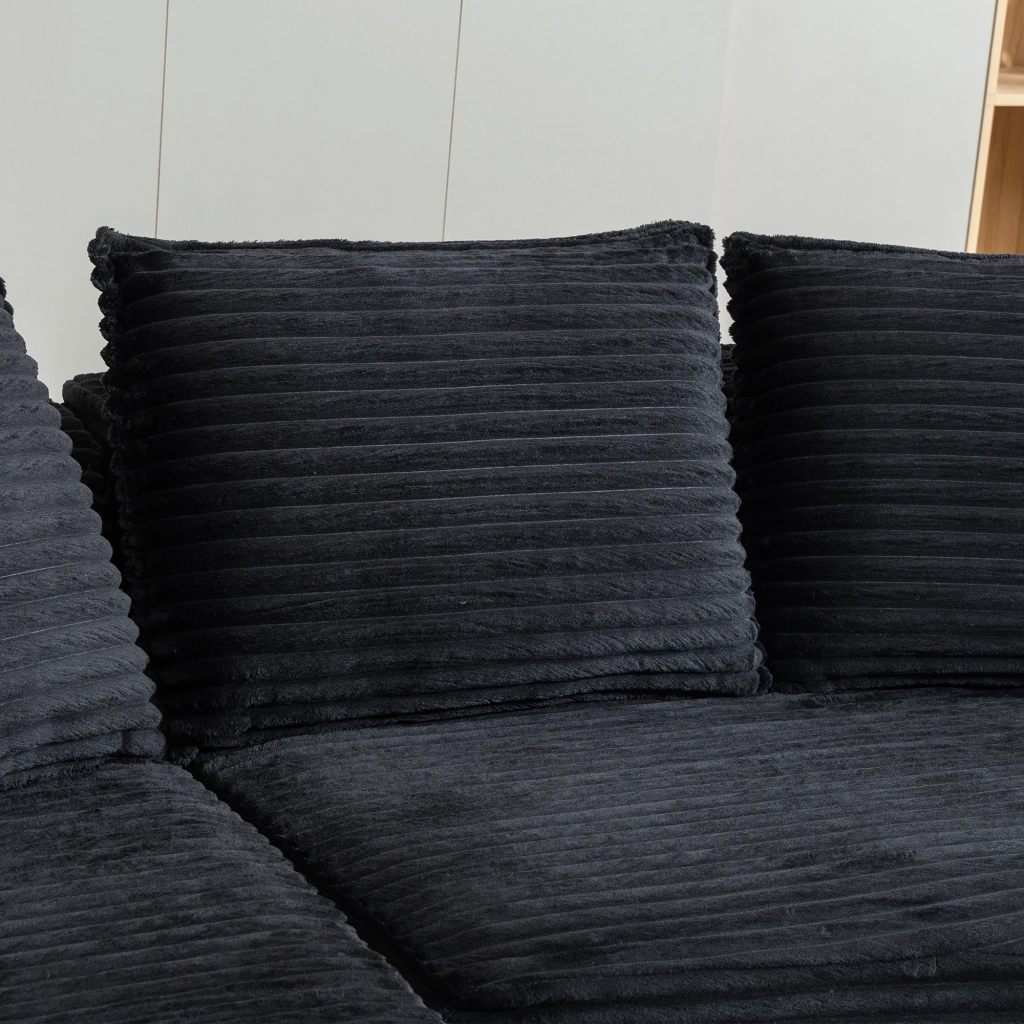 Divano in Velluto a Coste con Cuscini e Contenitore ¨C MINIMAL ¨C Morbido, Grigio