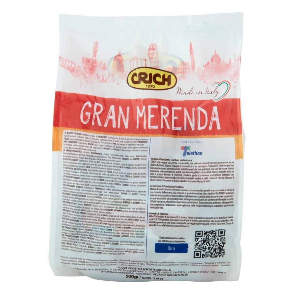 Crich gran merenda biscotti classici monoporzione 12 confezioni da 500 grammi