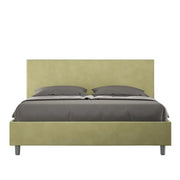 Letto matrimoniale con rete imbottito 160x190 microfibra tè verde Adele