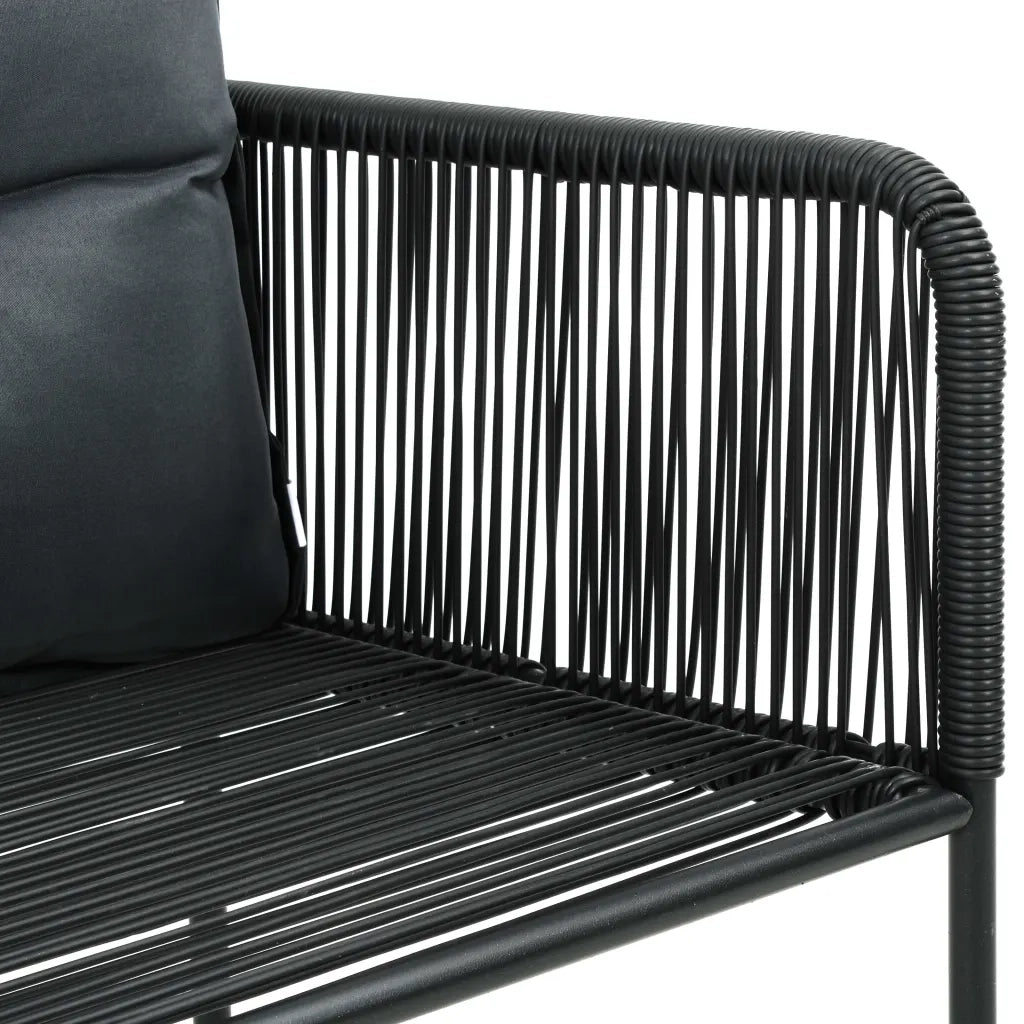 Set da Pranzo da Giardino 3 pz in Rattan PVC Nero