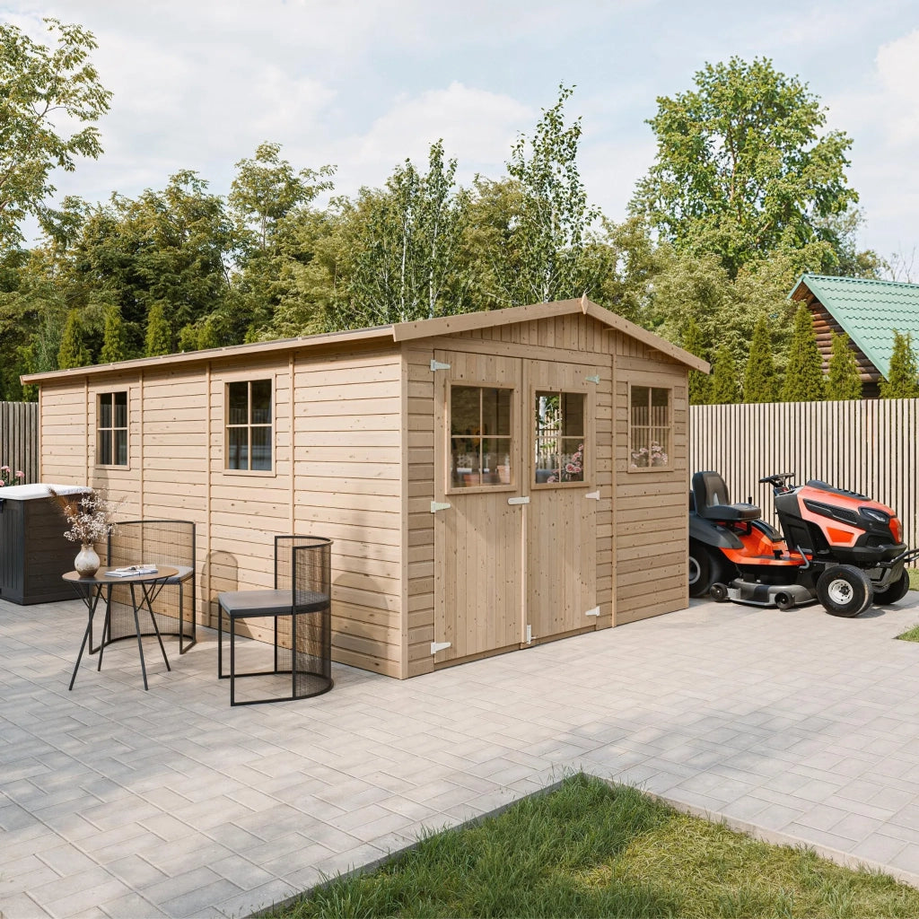 TIMBELA M337 Casa da giardino in legno naturale A226x516x324 cm/15 m²