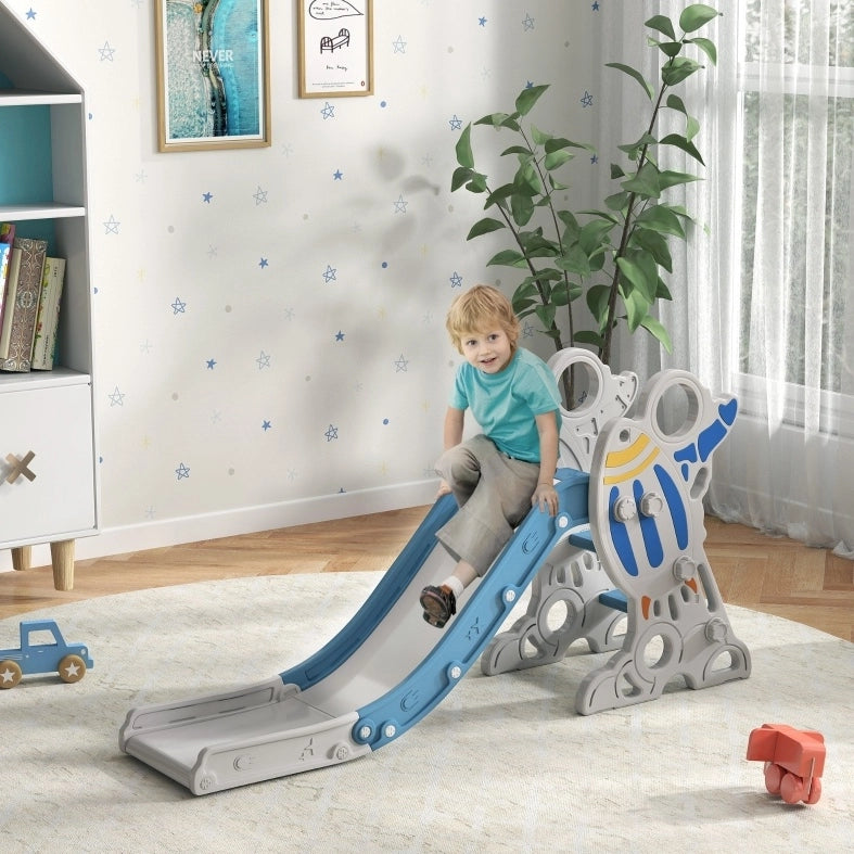 Scivolo per bambini da interno, design razzo, blu, 157 x 46,5 x 80 cm