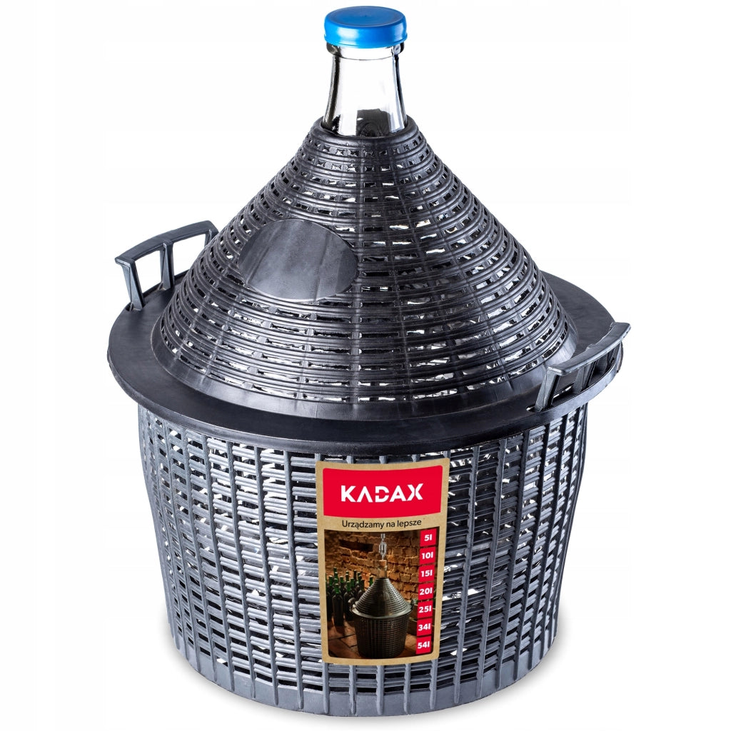 KADAX Lady's Balloon Bottiglia da 10 litri per vino e liquore in un cestino Gallone da vino con tappo