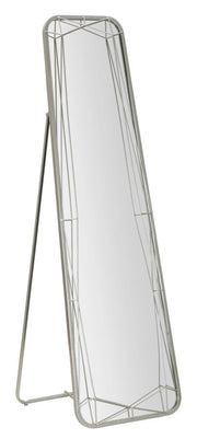 Specchio da Terra Silver 46x2x153 cm in Ferro e MDF e Specchio Grigio