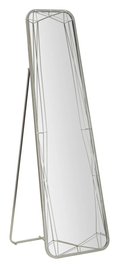 Specchio da Terra Silver 46x2x153 cm in Ferro e MDF e Specchio Grigio