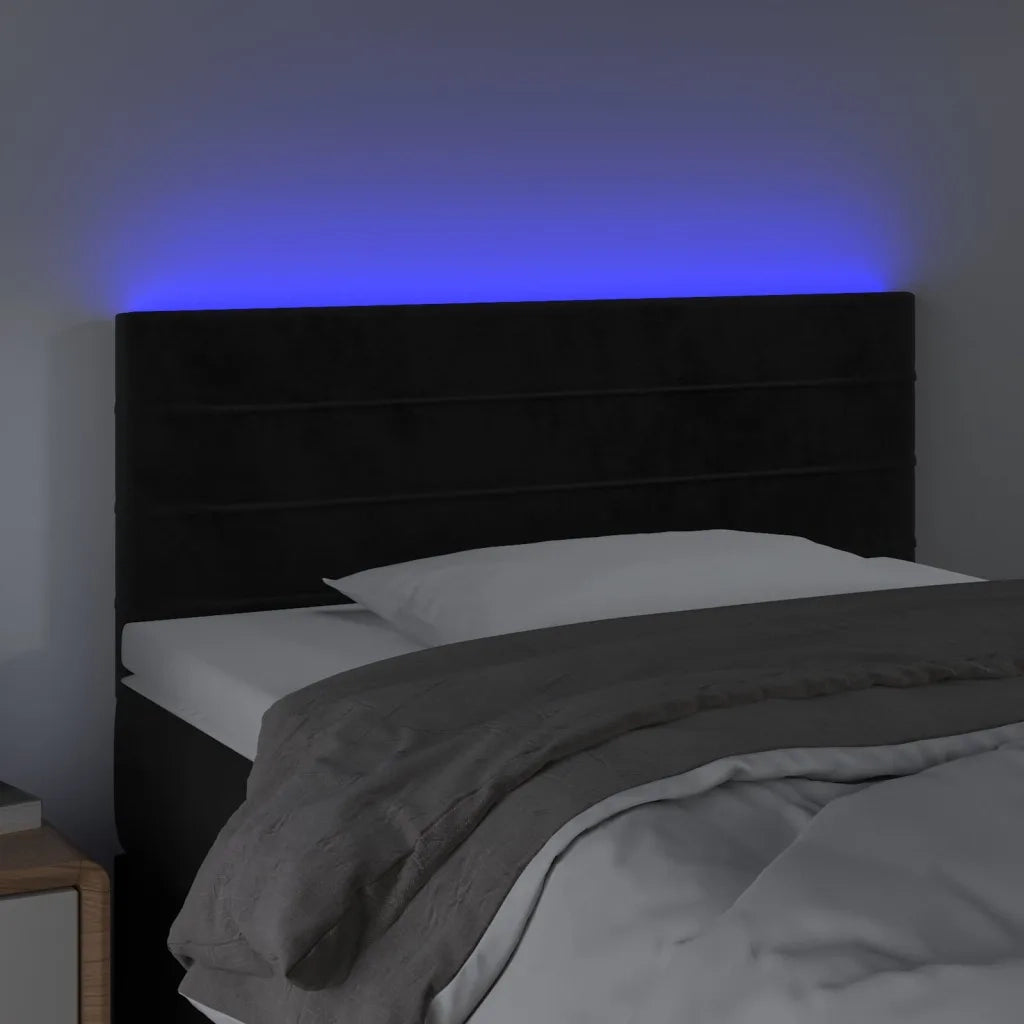 Testiera a LED Nera 90x5x78/88 cm in Similpelle 3121790