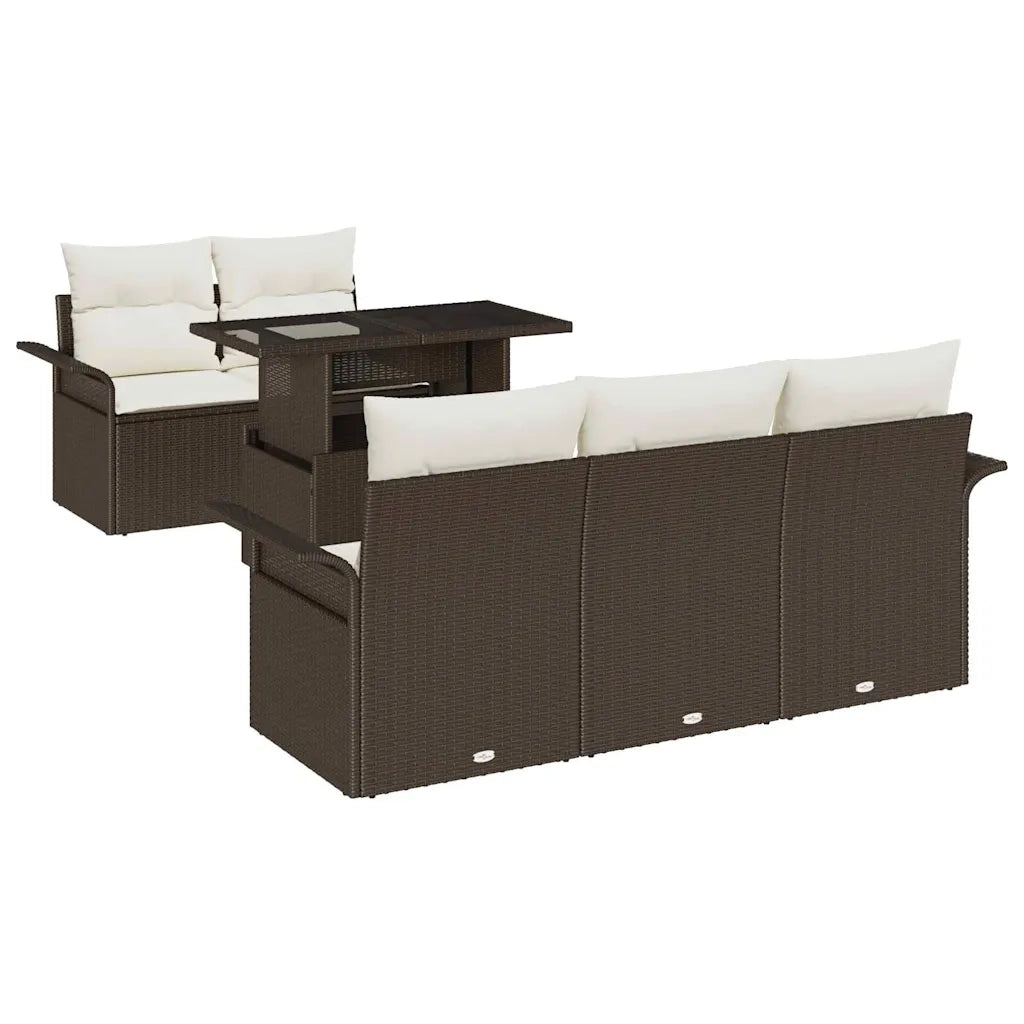 Set Divano da Giardino 6 pcs Marrone Rattan in Polipropilene 3356931