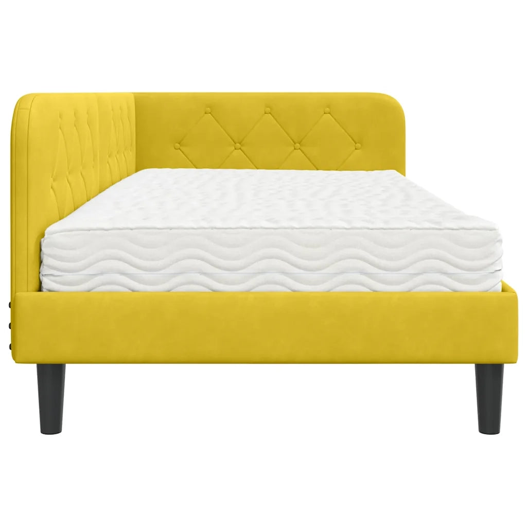 Cornice del letto ad angolo Giallo 90 x 190 cm Velluto 3394150
