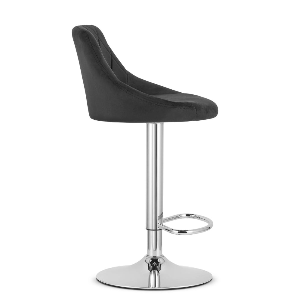 Sgabello da bar girevole OSKAR KAST velluto nero con base cromata