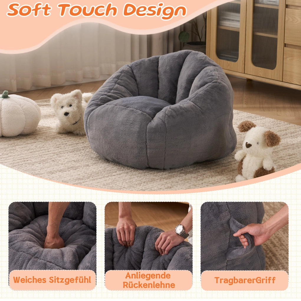 Pouf morbido in peluche grigio per bambini
