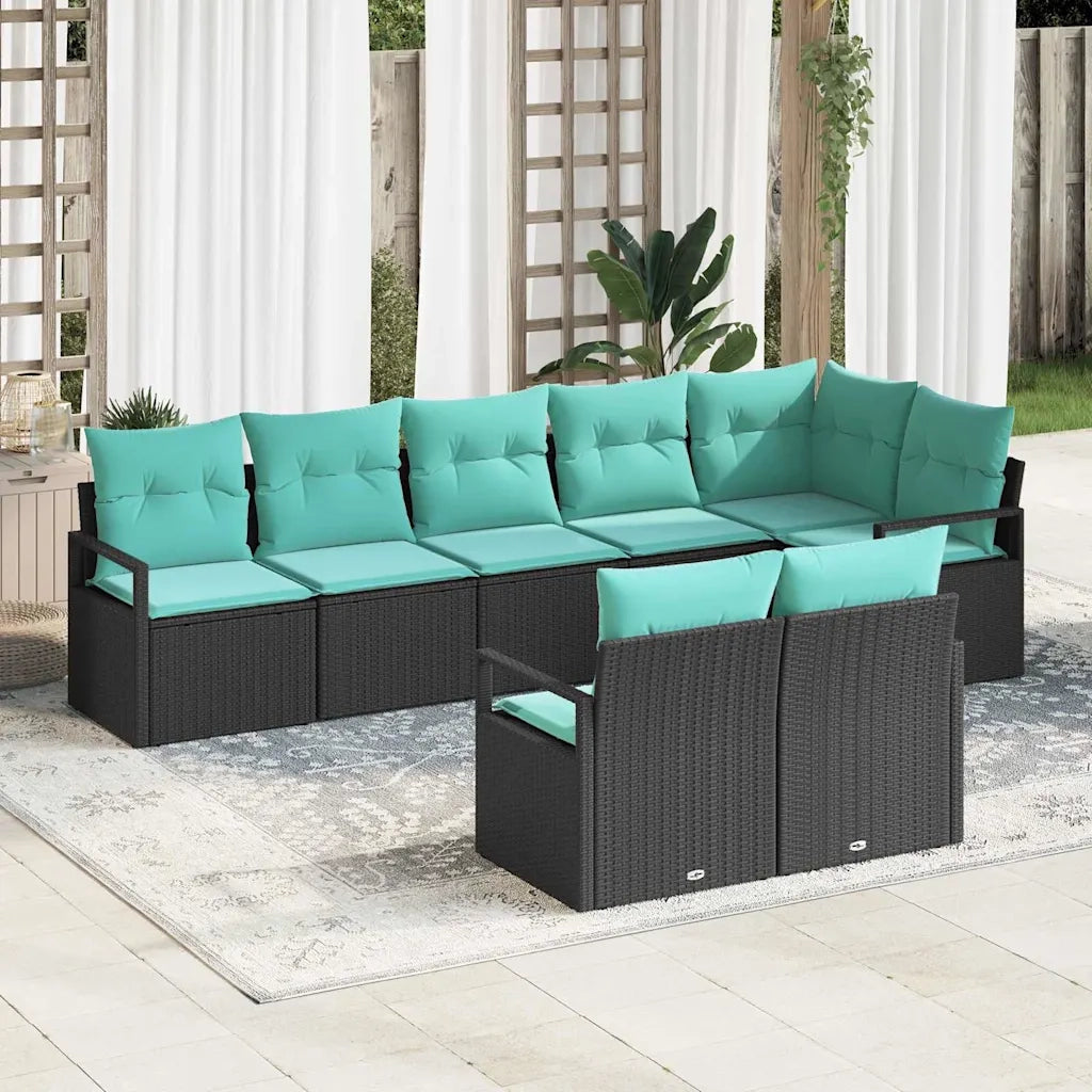Set di divani 8 pcs Nero polyrattan 3346436