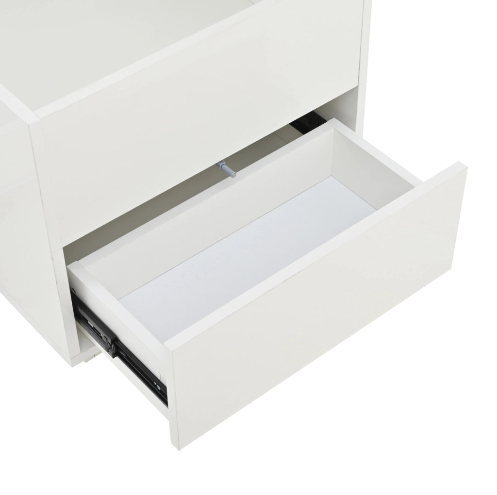 Tavolino da caff¨¨ elevabile 100x50 cm con LED, 2 cassetti e 2 sgabelli bianco
