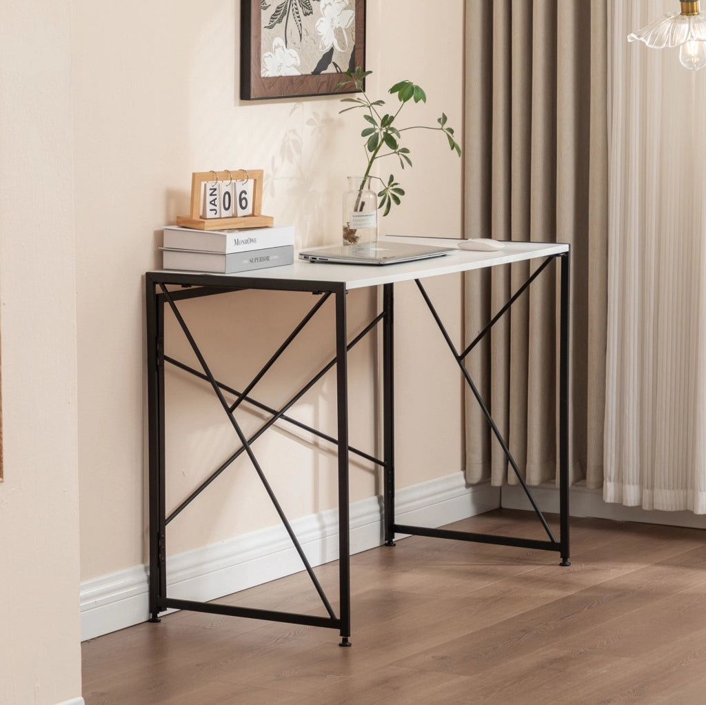 Scrivania pieghevole bianca in MDF 99x50x75 cm, ideale per casa e ufficio