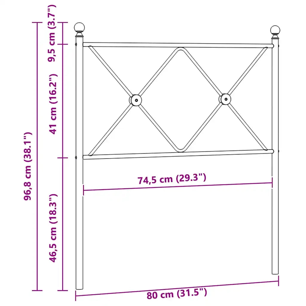 Testiera | Testata di Ricambio in Metallo Nero 75 cm