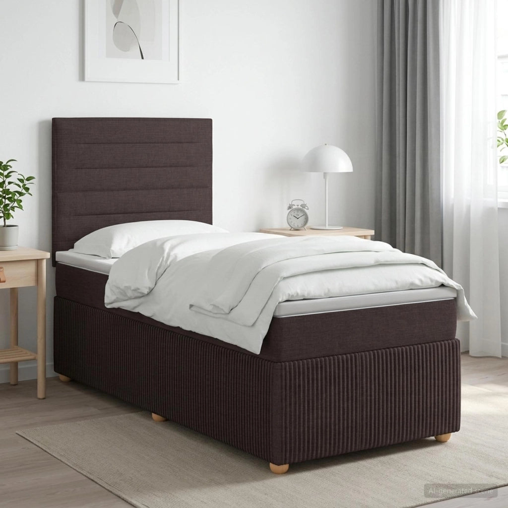 Letto Box Spring LED con Materasso Marrone Scuro 90 x 200 cm 3455765