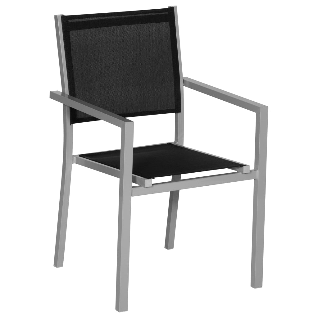 Set di 10 sedie in alluminio grigio - textilene nero