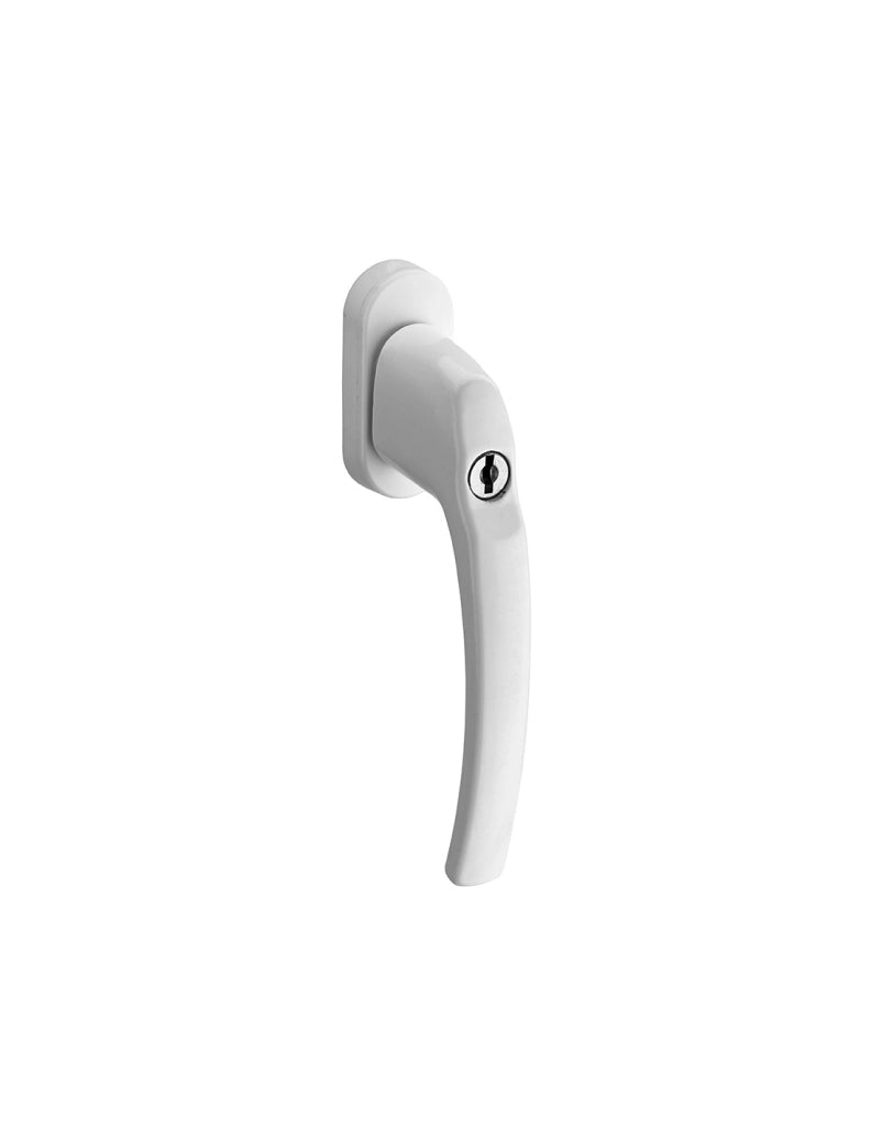 Maniglia con chiave per finestra, quadro 7 mm, bianca RAL 9010, 2 chiavi – THIRARD