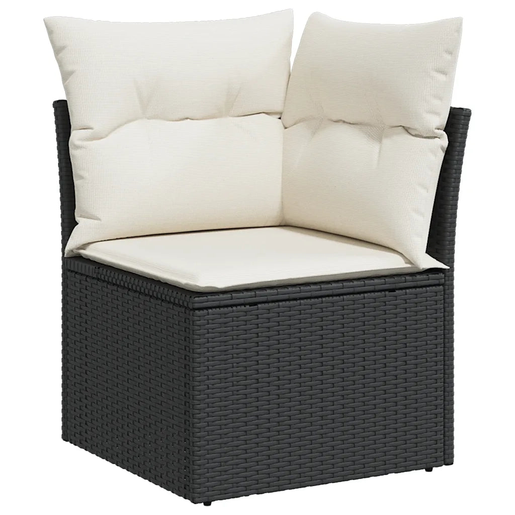 Set Divani da Giardino 11 pz con Cuscini in Polyrattan Nero 3226560
