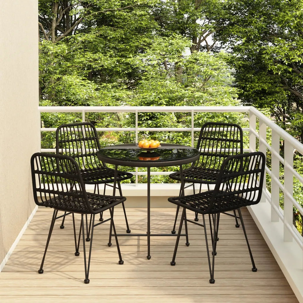 Set da Pranzo da Giardino 5 pz Nero in Polyrattan 3157844
