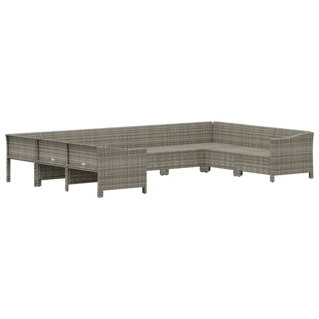 Set Divani da Giardino 9 pz con Cuscini in Polyrattan Grigio 3187304
