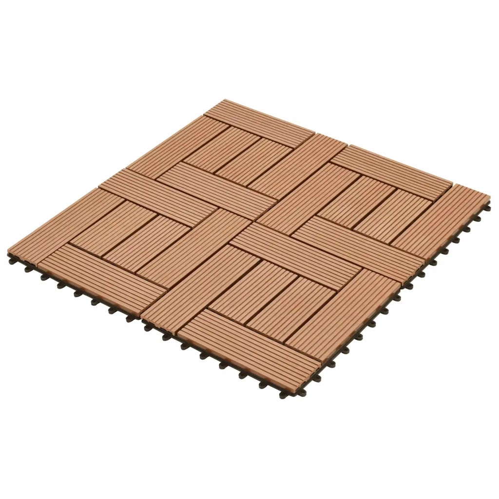 Piastrella per Decking 11 pz Marrone 30 x 30 cm WPC CFW9909107