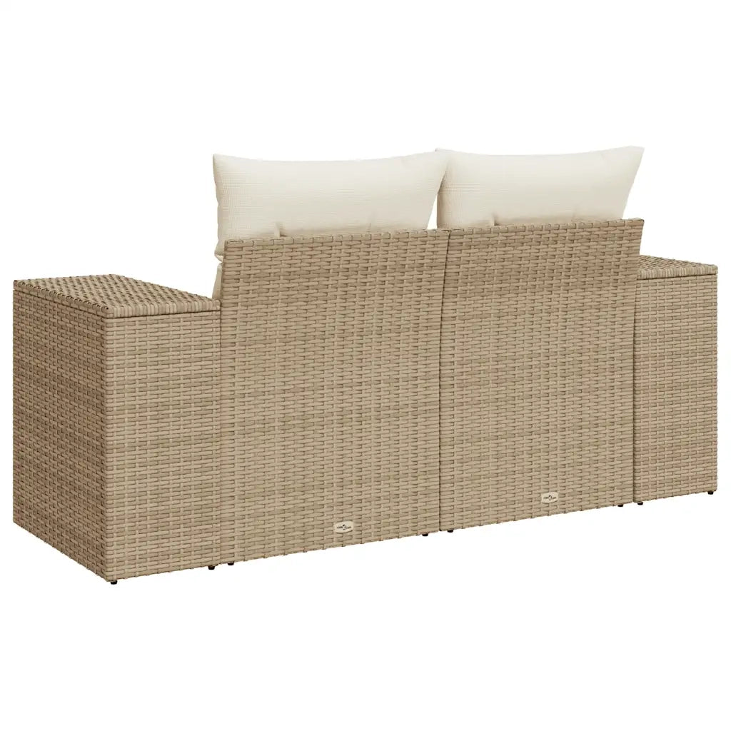 Divano da Giardino con Cuscini a 2 Posti-Sofa da giardino Beige in Polyrattan 261131