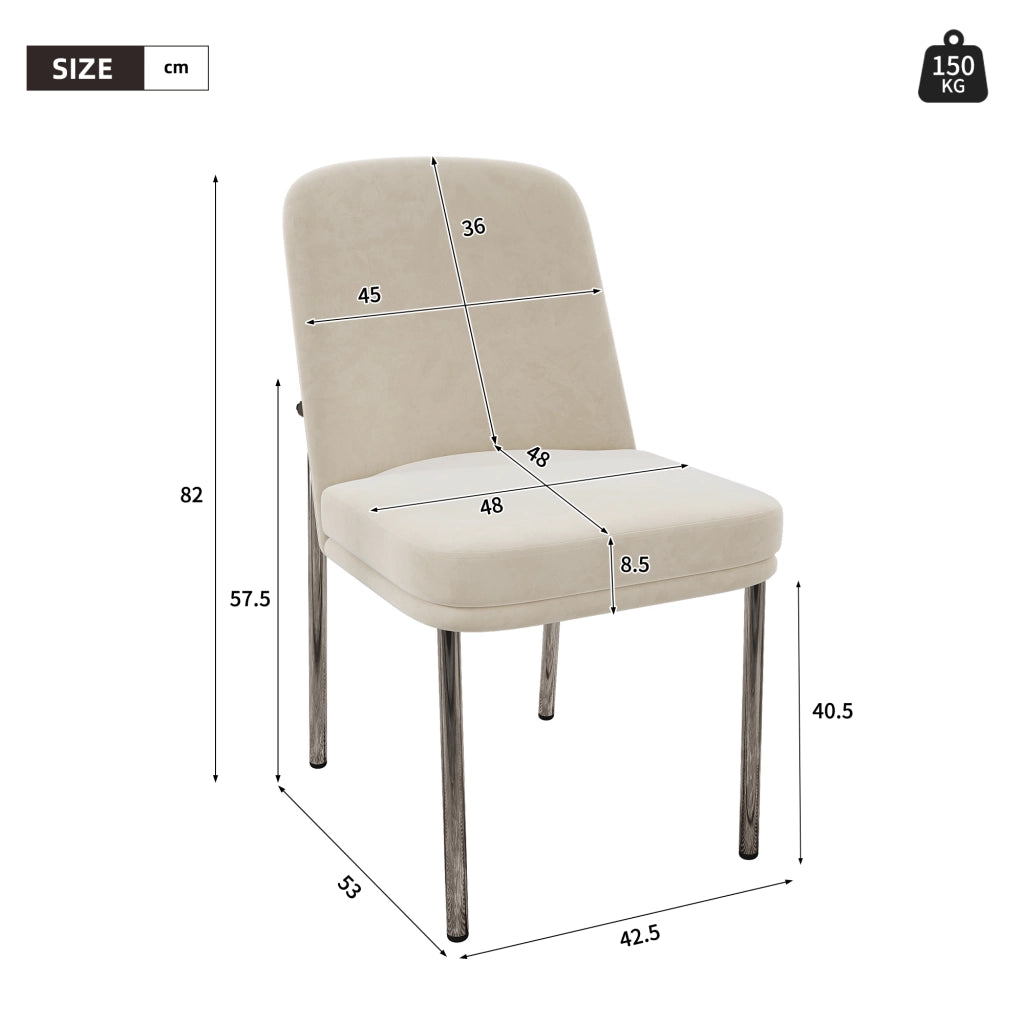 Set sedie da pranzo in velluto beige