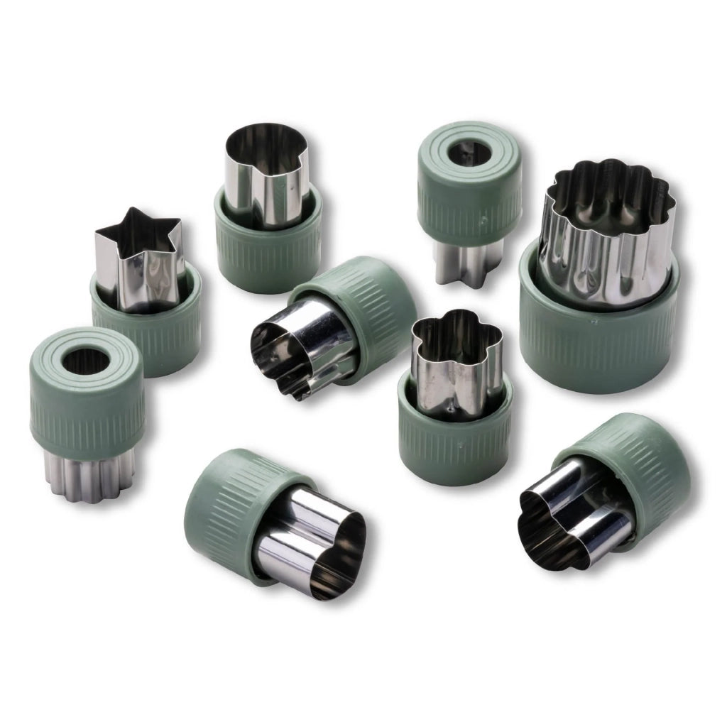 Set 9 Formine Taglia Verdure e Frutta, Fackelmann, Acciaio Inox , Impugnatura Antiscivolo