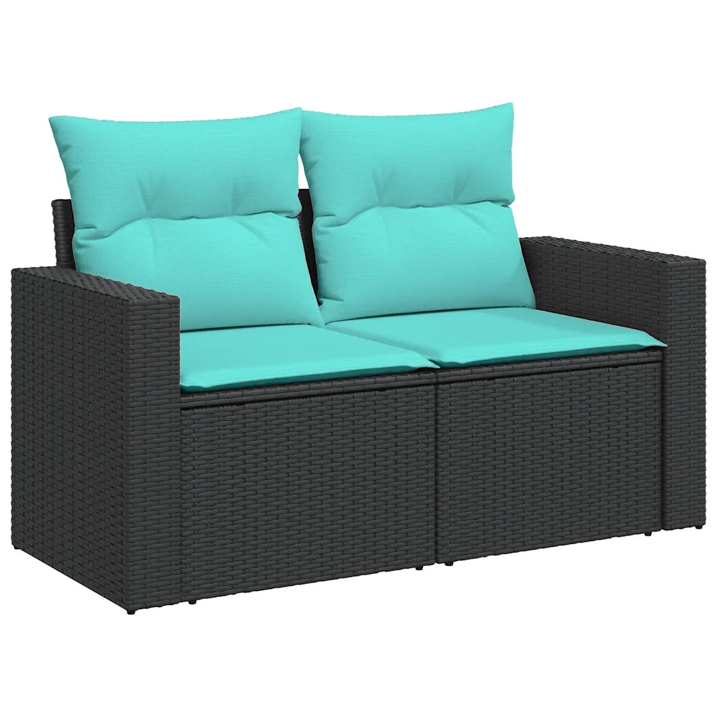 Set Divani da Giardino 11 pz con Cuscini in Polyrattan Nero 3219487