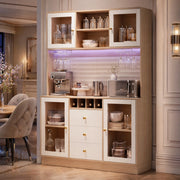 Mobile alto da cucina bianco con LED Smart e portabottiglie