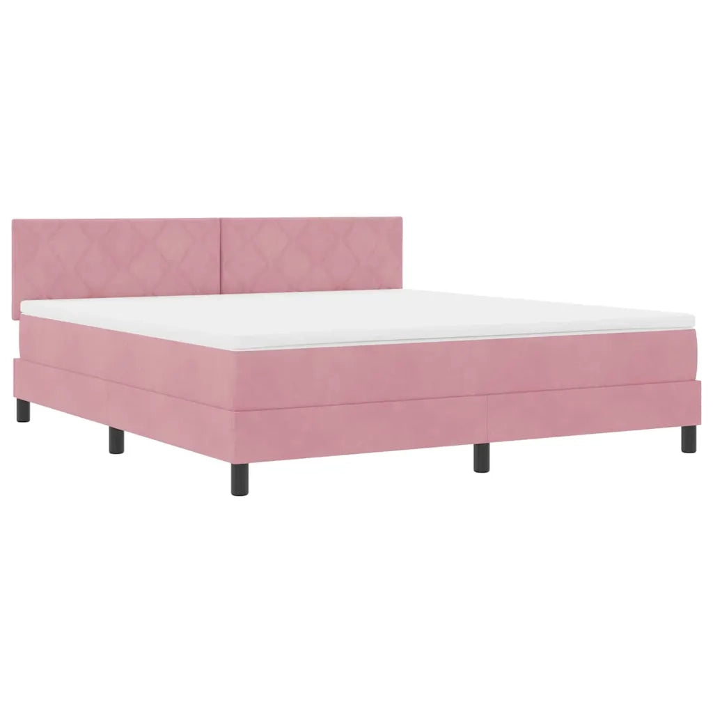 Letto a molle con materasso Rosa 180 x 200 cm Velluto 3339259