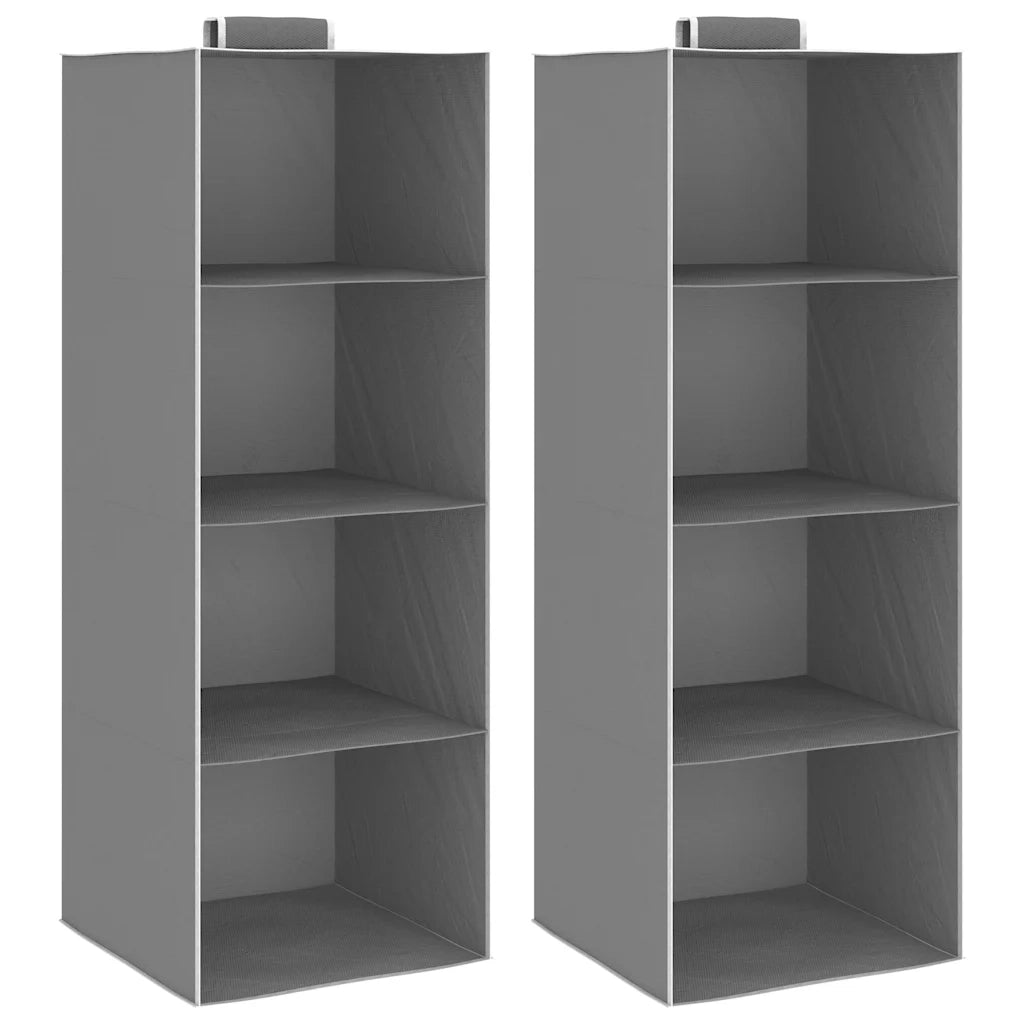 Organizer per Armadio da Appendere con 4 Ripiani 2 pz Tessuto 288324