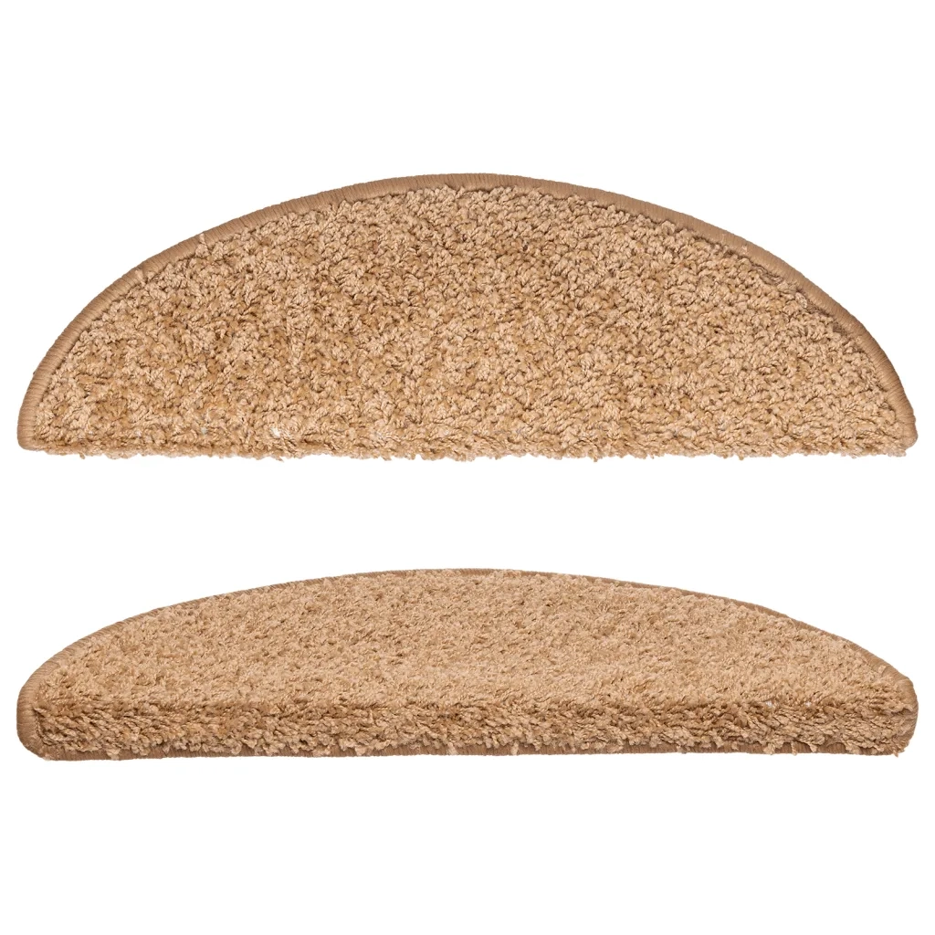 Tappetini per scale 10 pz 56x17x3 cm Beige Semicircolari 149787