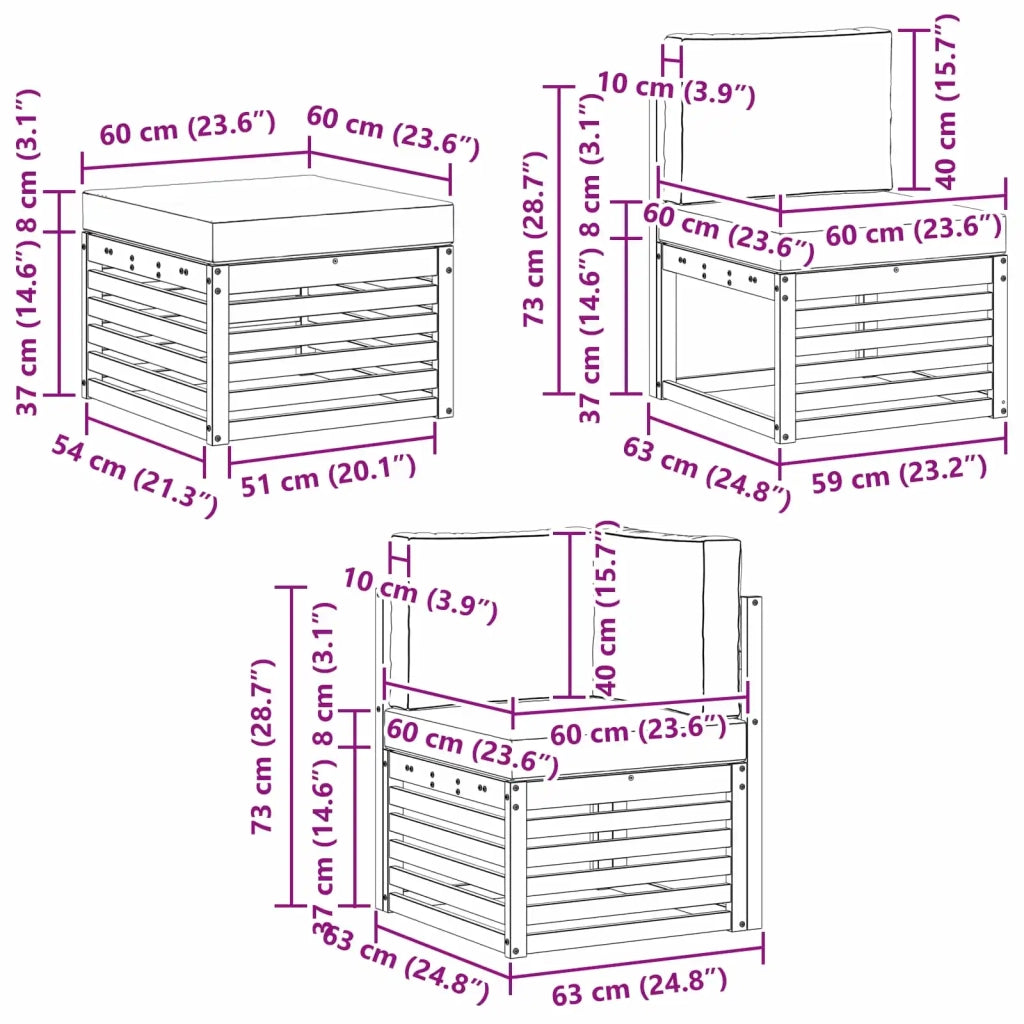 Set di divani da esterno 8 pcs Bianco e Antracite 3392317
