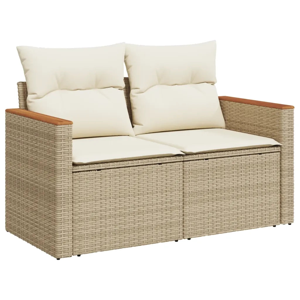 Set Divani da Giardino 7 pz con Cuscini Beige in Polyrattan 3226184