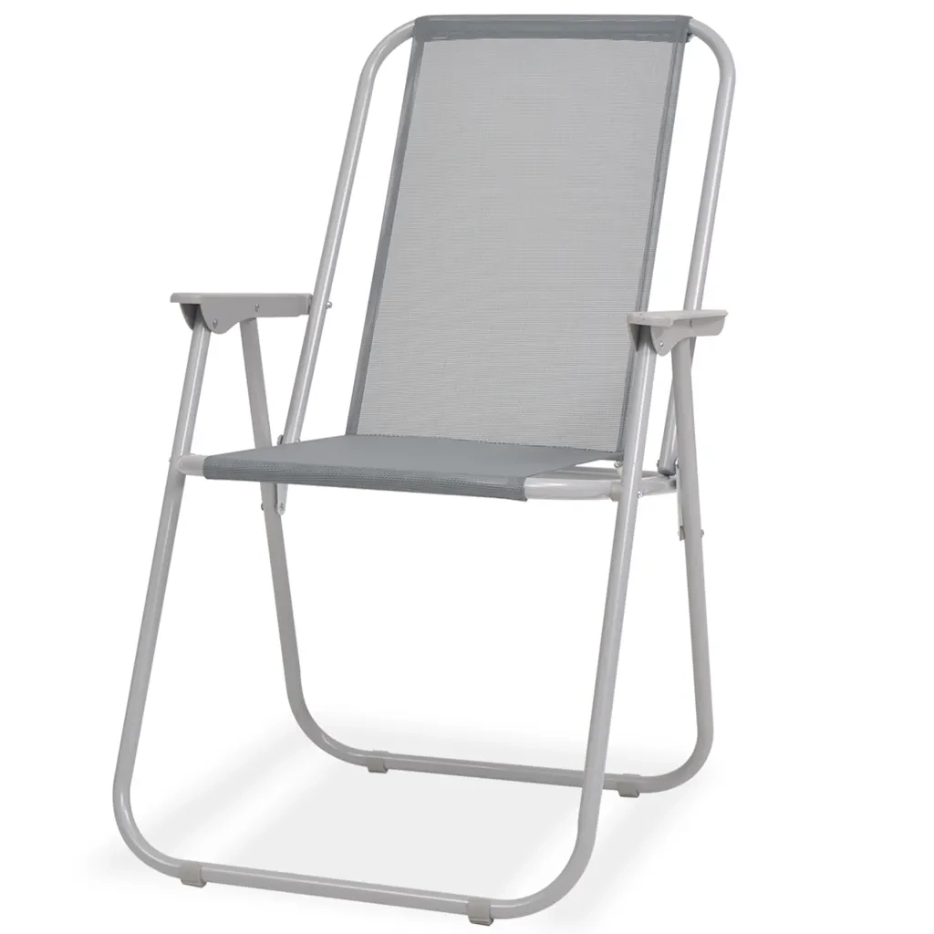 Set da Pranzo da Giardino 6 pz in Acciaio e Textilene Grigio 43785