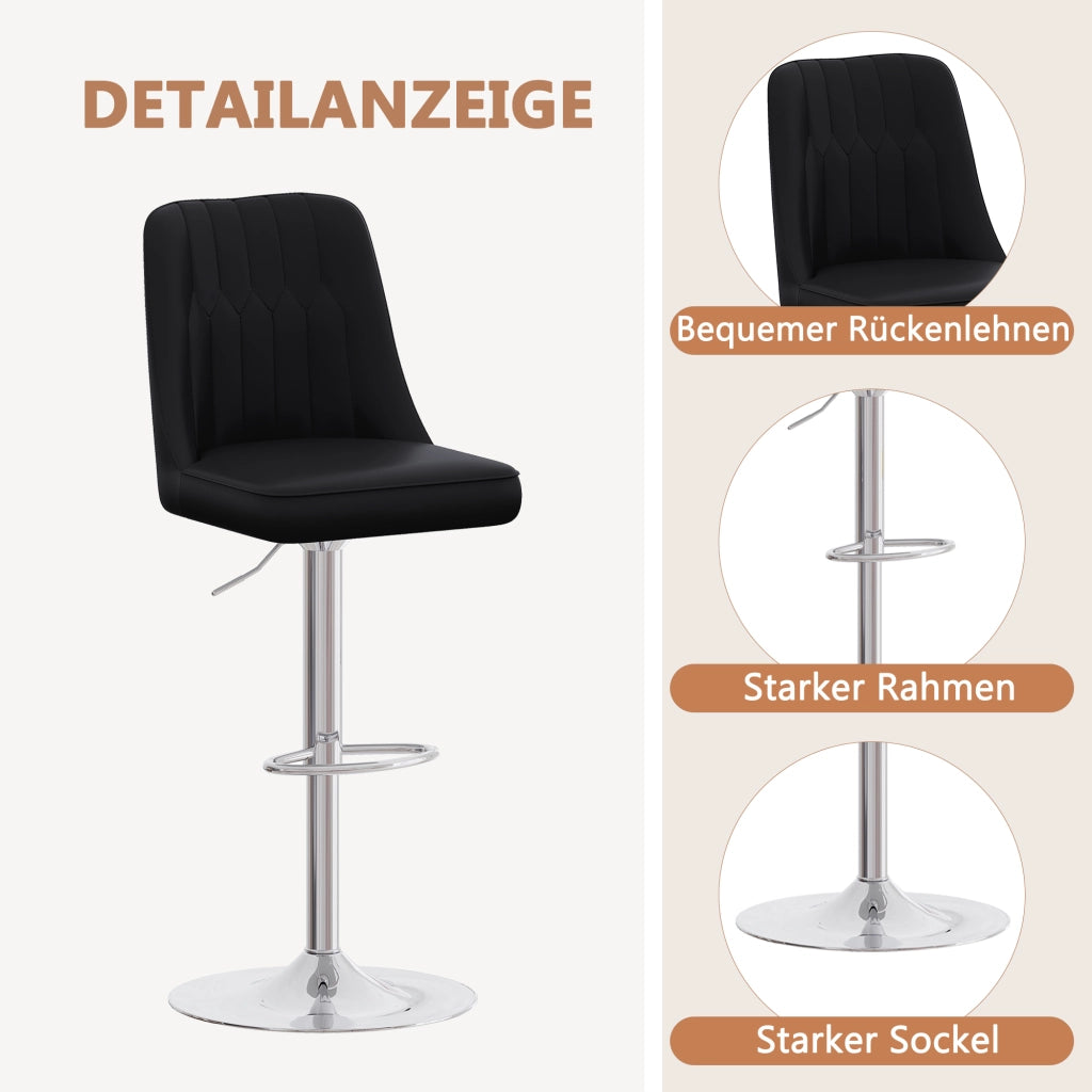 SGABELLO BAR Regolabile Set da 2 pezzi 95,5-117,5 cm PU Nero e Metallo